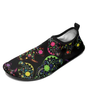 Neon Floral Bears Sockamoccs Kid's Sockamoccs Slip On Shoes