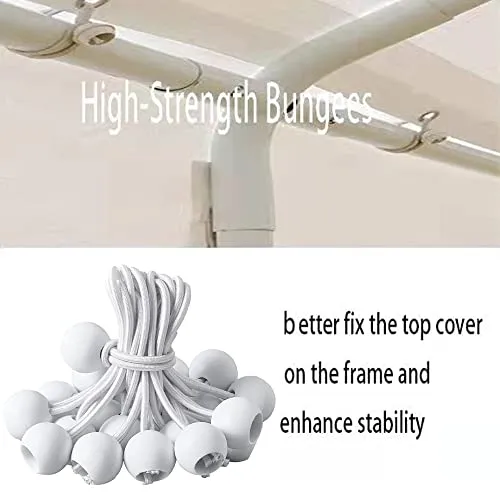 10'x20' Carport Replacement Top Canopy Cover for Car Garage Shelter Tent Party Tent with Ball Bungees White (Only Top Cover, Frame is not Included)