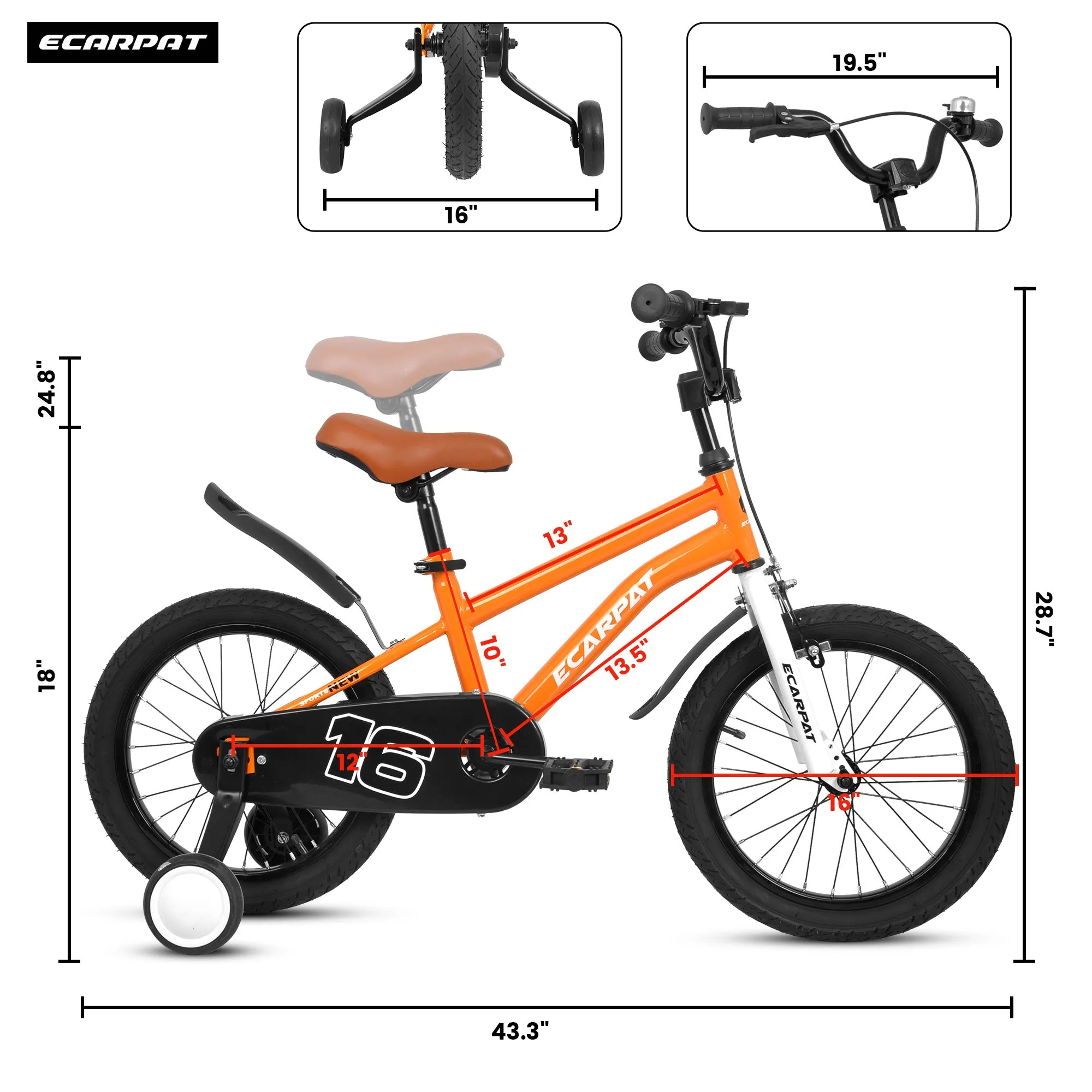 16-Inch Kids Bike with Training Wheels for Boys & Girls