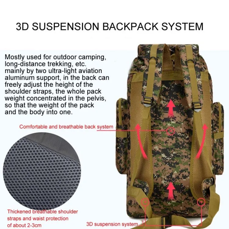 56-75L Large Capacity Travel Hiking Bag Waterproof and Scratch-resistant Backpack(Plateau Camouflage)