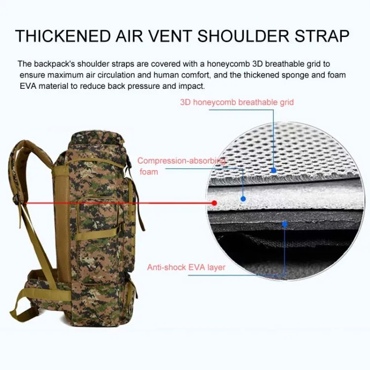 56-75L Large Capacity Travel Hiking Bag Waterproof and Scratch-resistant Backpack(Plateau Camouflage)