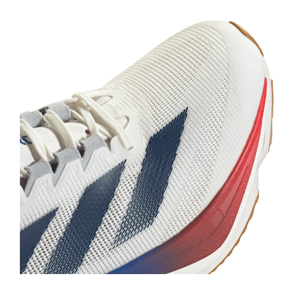 adidas Men's Adizero Boston 12 Core White/Dark Blue/Pure Ruby