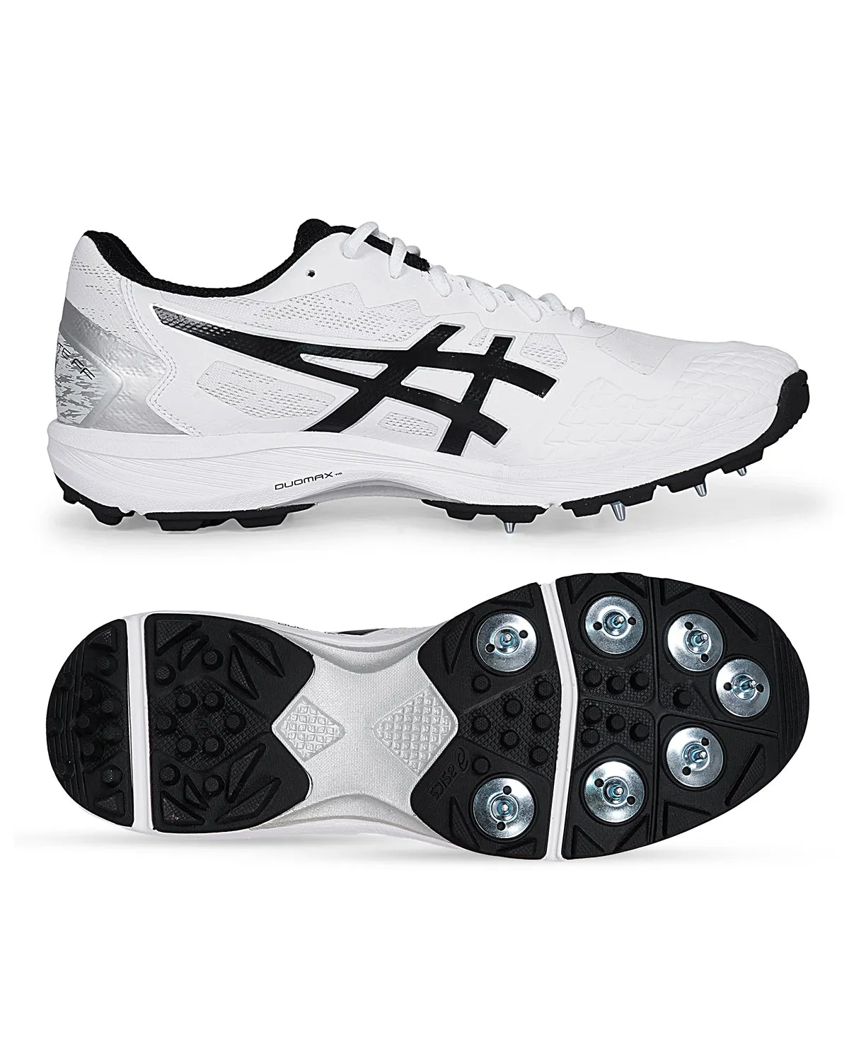 ASICS Strike Rate Cricket Shoes - Steel Spikes - White/Black