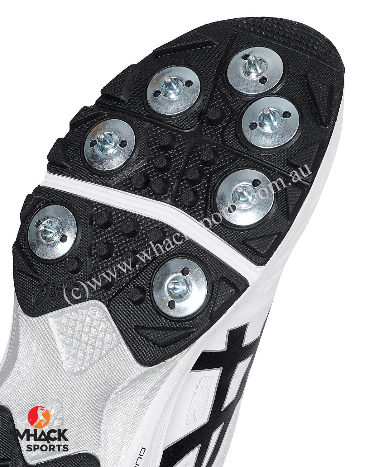 ASICS Strike Rate Cricket Shoes - Steel Spikes - White/Black