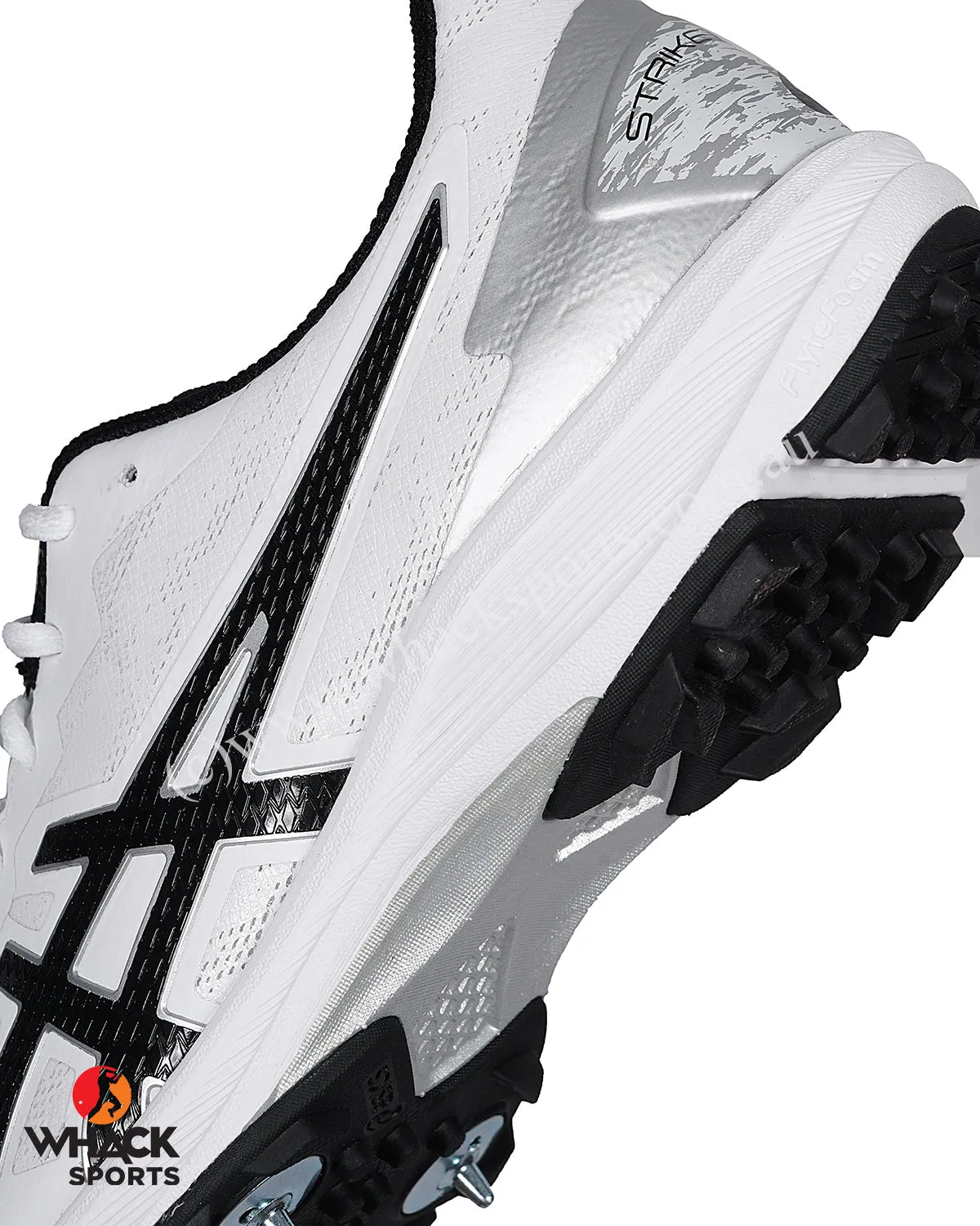 ASICS Strike Rate Cricket Shoes - Steel Spikes - White/Black