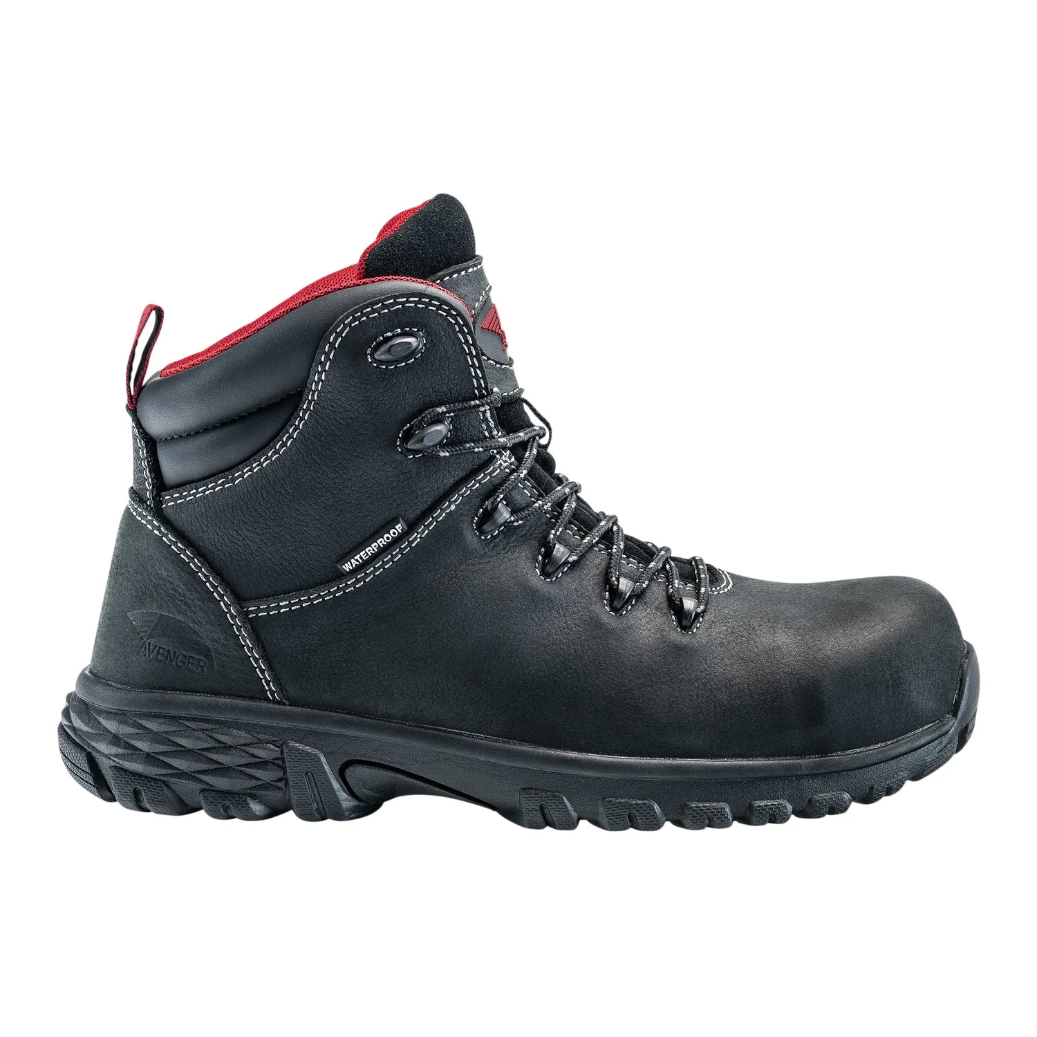 Avenger Mens Flight Mid Black Leather Work Boots