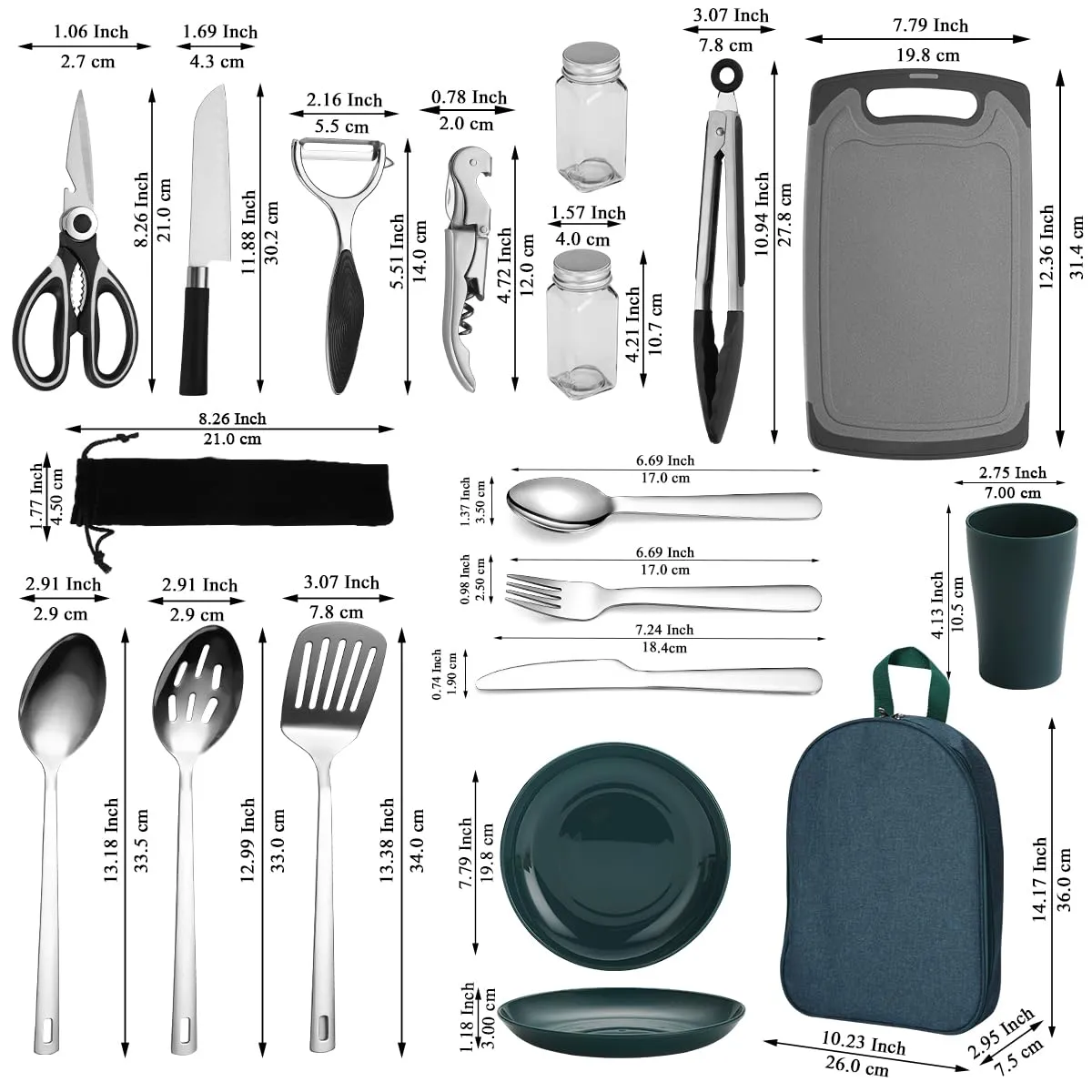 Berglander Camping Essentials, Camping Cooking Utensils Set, Camping Accessories Gear Must Haves, Come with Camping Silverware Sets, Plates and Cups, Great for Outdoor Stove, Picnic, BBQ