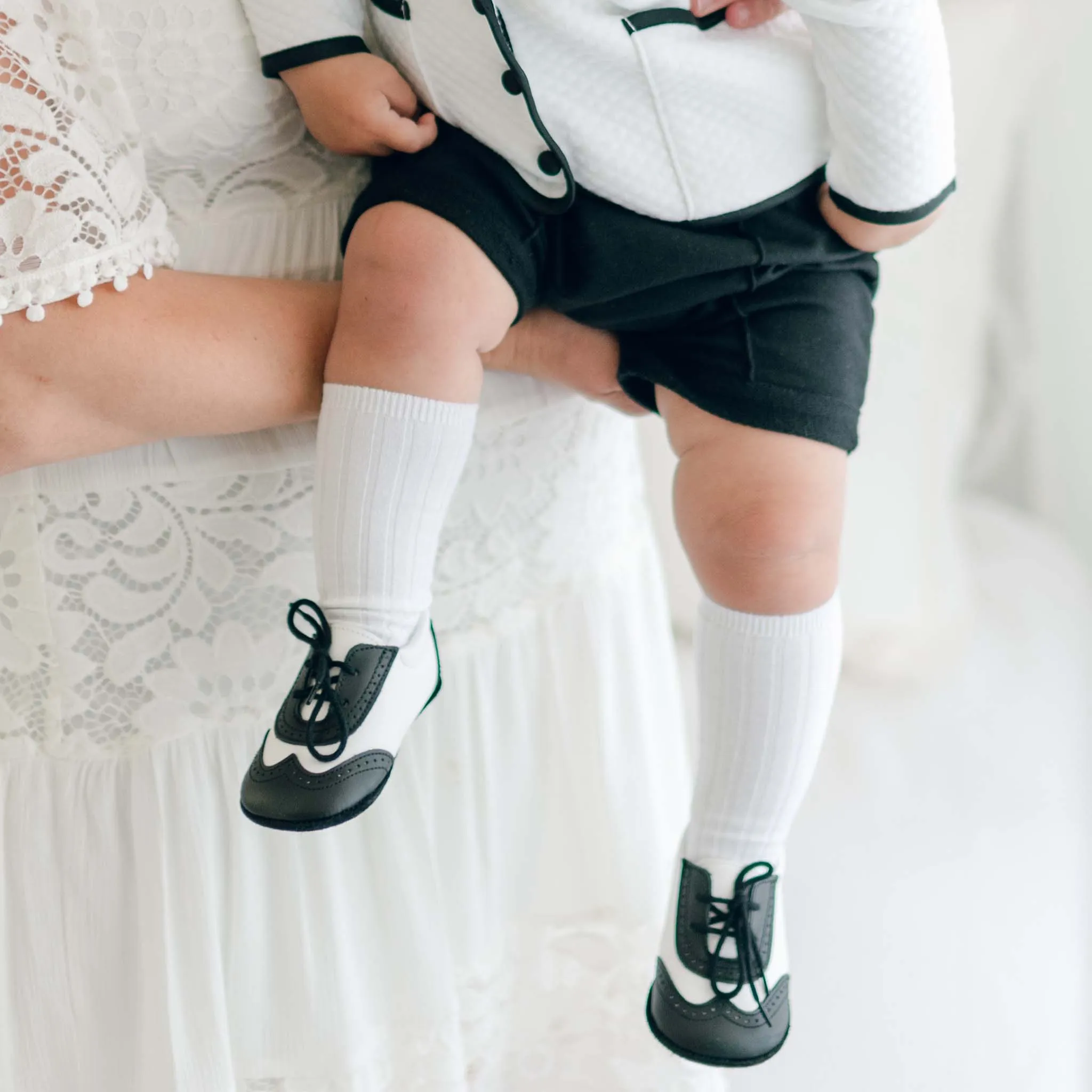 Black & White Wingtip Shoes