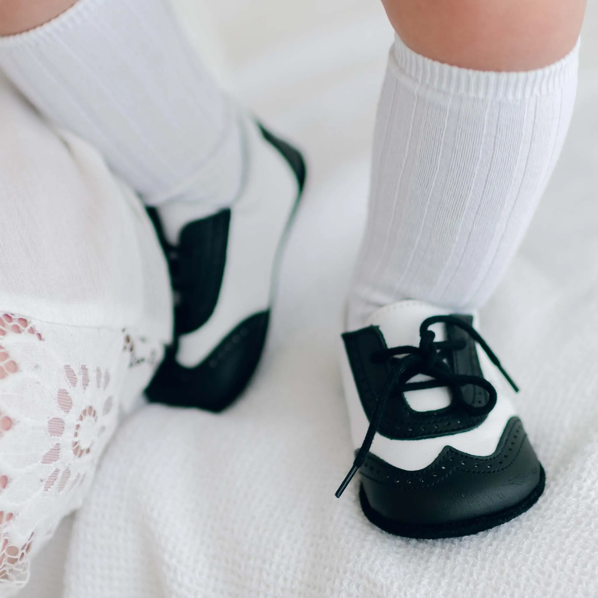 Black & White Wingtip Shoes