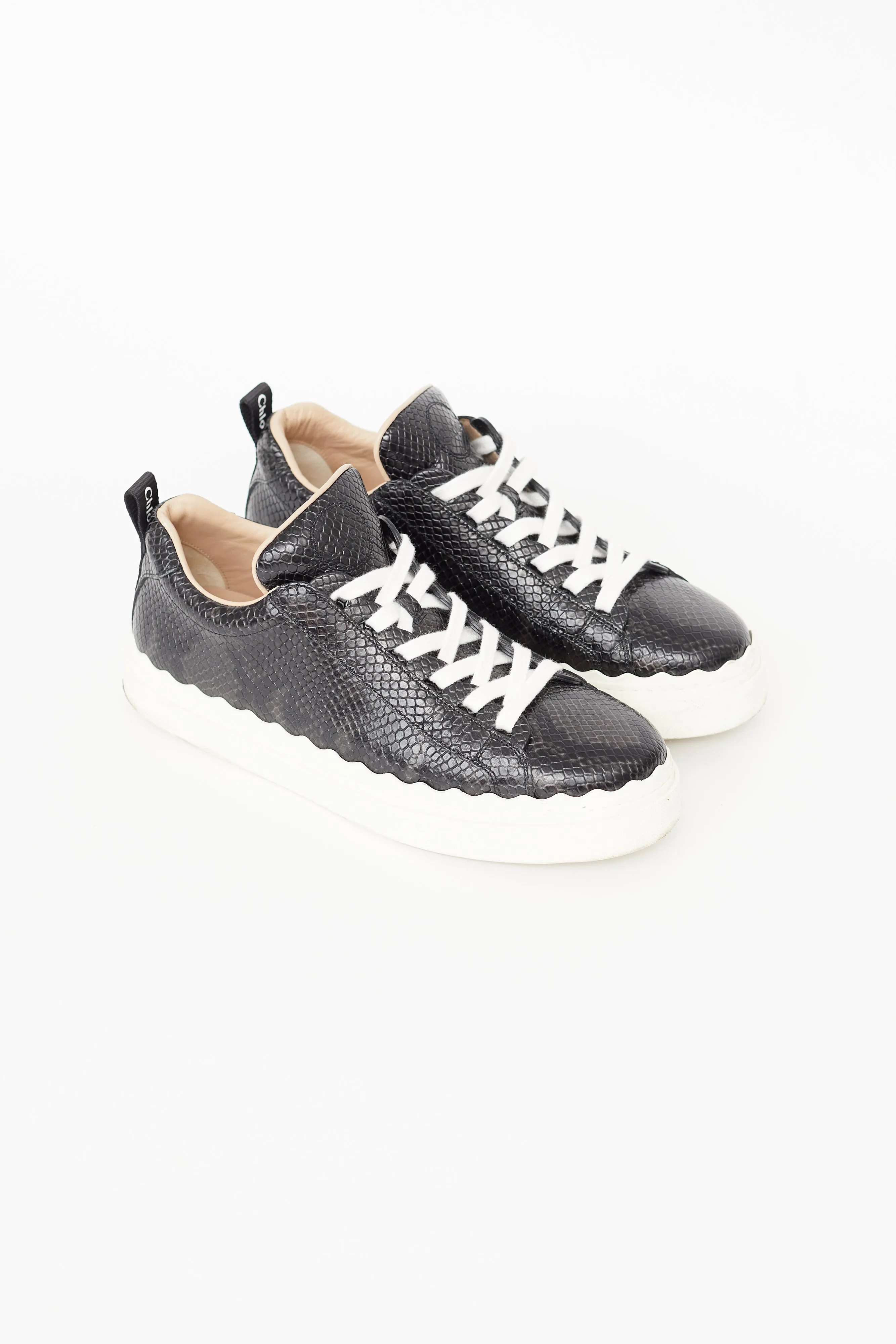 Black Leather Textured Sneaker