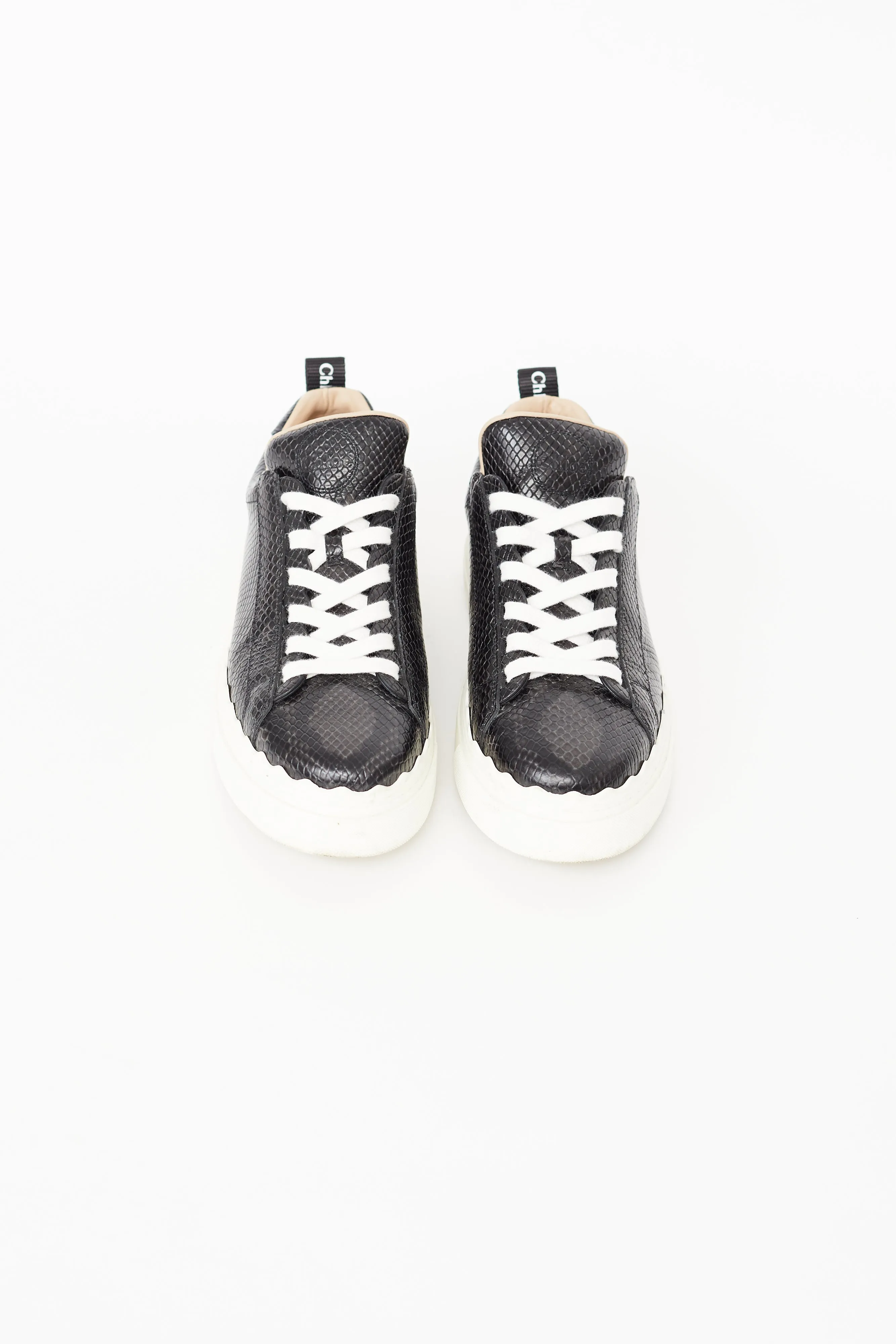 Black Leather Textured Sneaker