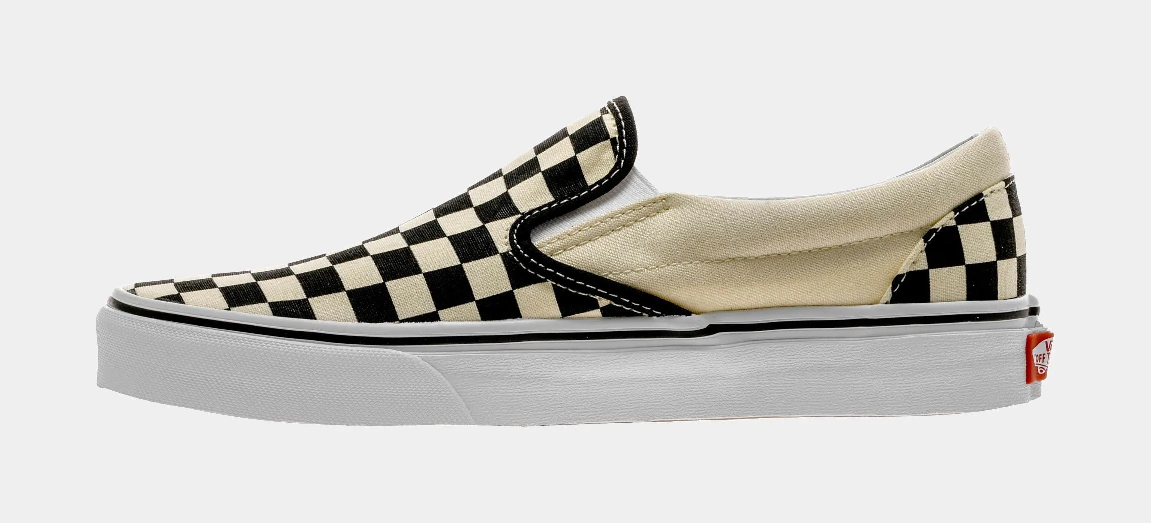 Classic Slip On Checkerboard Mens Skateboarding Shoe (Black/White)