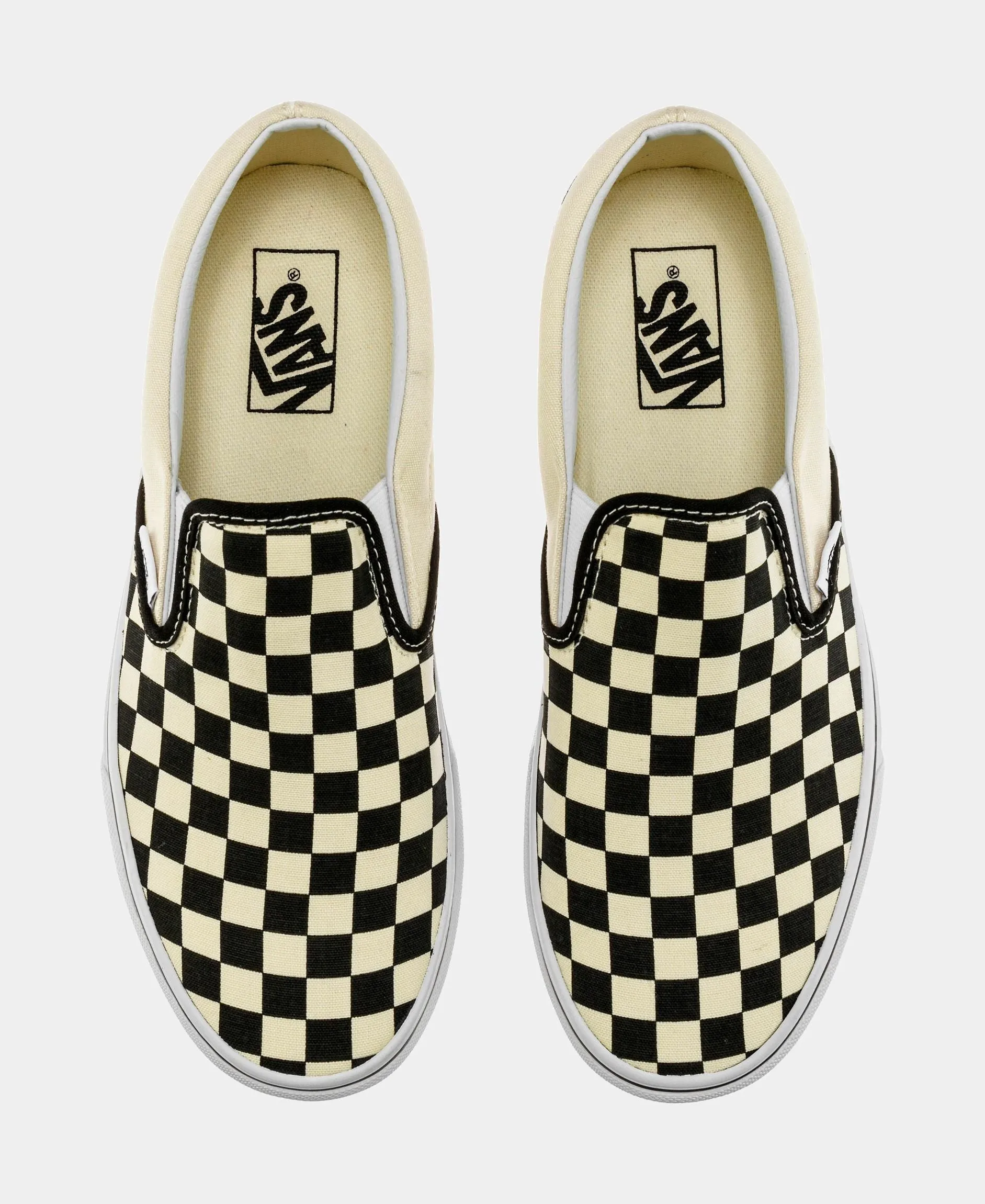 Classic Slip On Checkerboard Mens Skateboarding Shoe (Black/White)