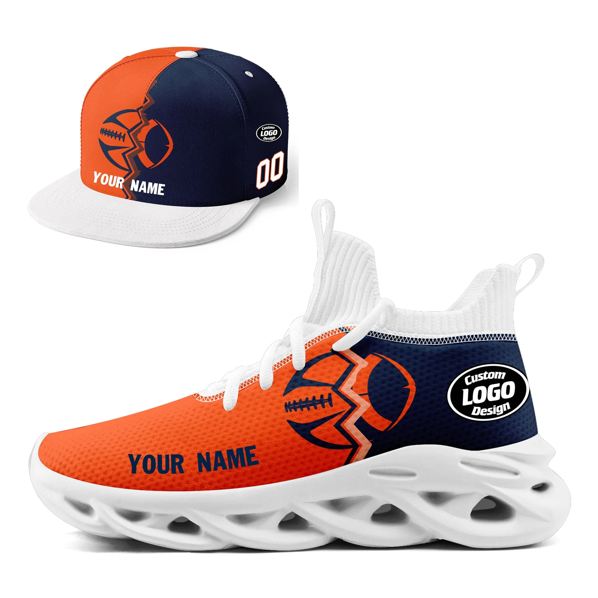 Custom Blue Orange Colorado MaxSoul Shoes and Hat Combo Offer Personalized Combo ZH-D028017-21