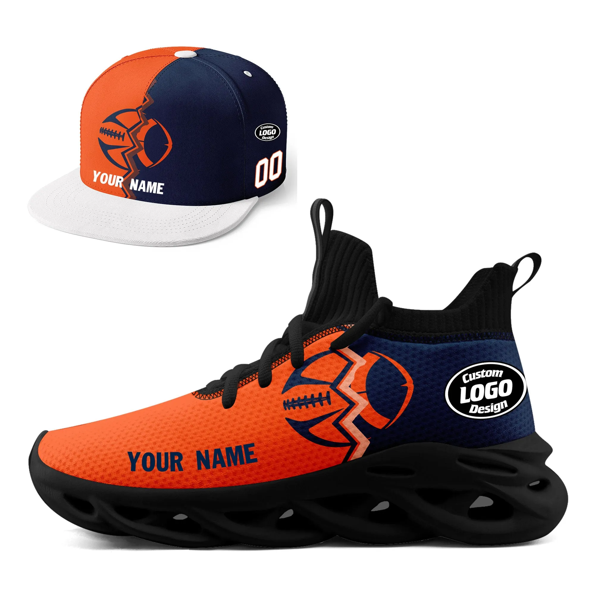 Custom Blue Orange Colorado MaxSoul Shoes and Hat Combo Offer Personalized Combo ZH-D028017-21