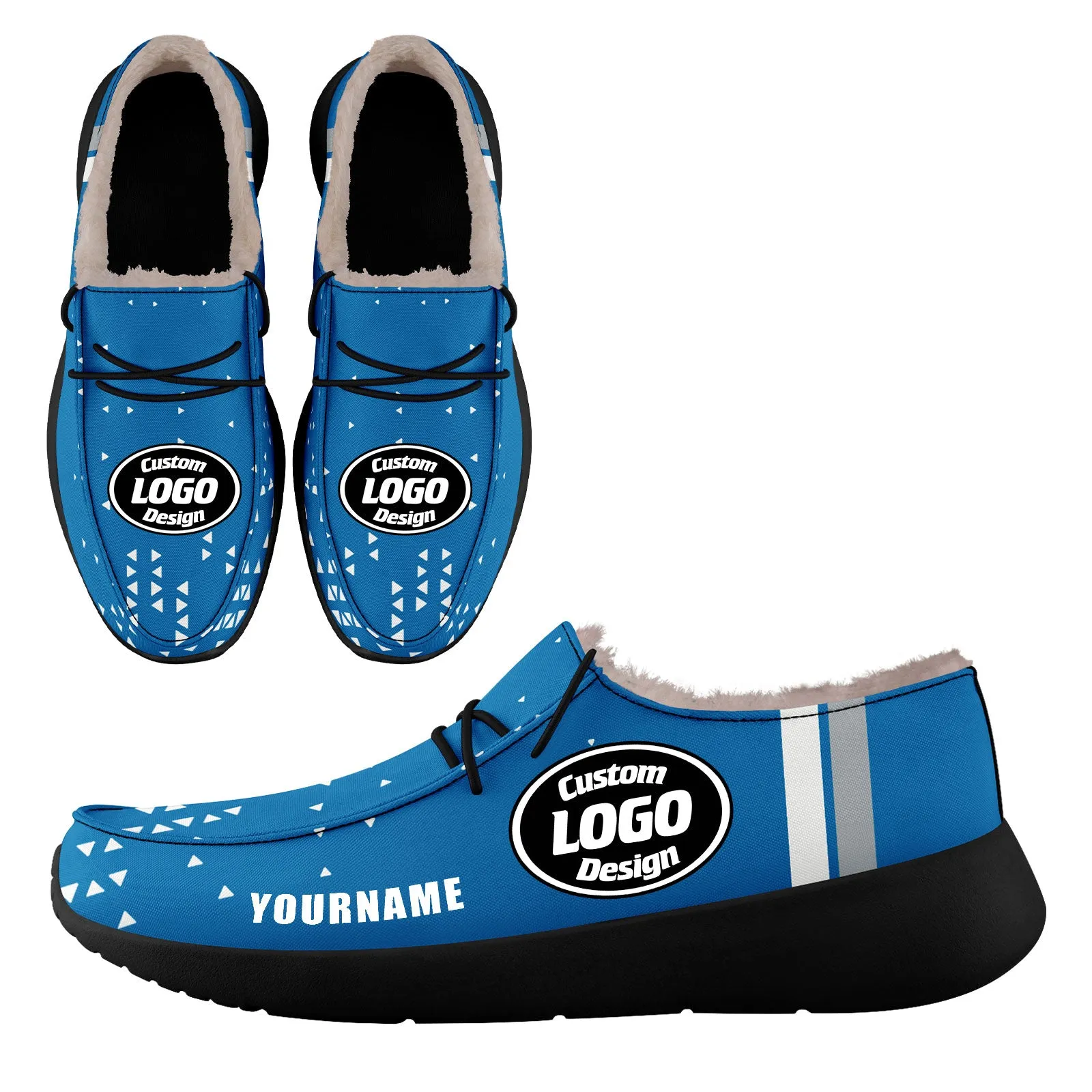 Custom Blue White Detroit Shoes Personalized Sneaker FN042-D020279-11