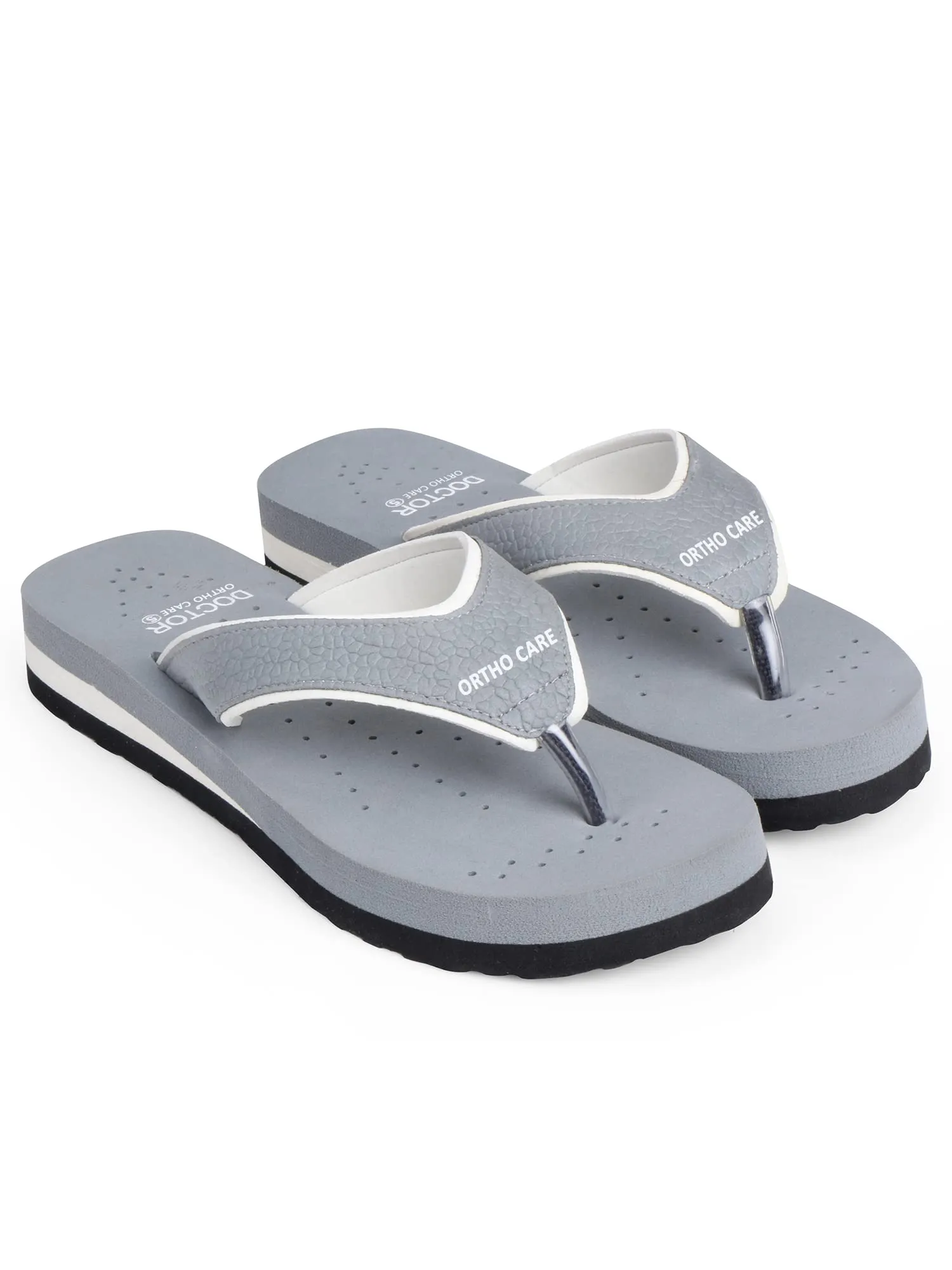 DOCTOR EXTRA SOFT Chappal Care Orthopaedic and Diabetic Comfort Doctor Flip-Flop and House Slipper's for Women's OR-D-18-GREY-6 UK