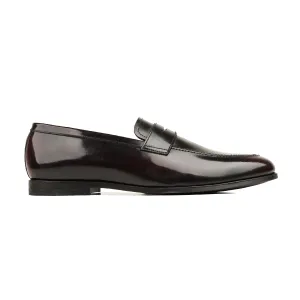 Emile - Men's Burnished Burgendy Box Leather High Shine Loafer