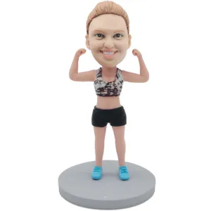 Female Bodybuilder In Fitness Sportswear Custom Figure Bobbleheads