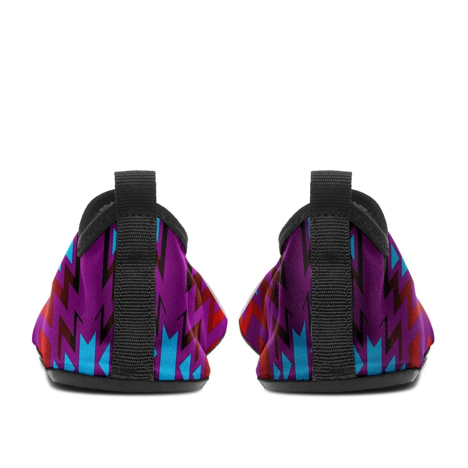 Fire Colors and Turquoise Purple Sockamoccs Kid's Sockamoccs Slip On Shoes