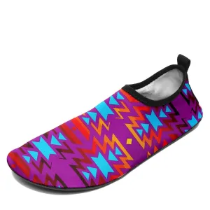 Fire Colors and Turquoise Purple Sockamoccs Kid's Sockamoccs Slip On Shoes