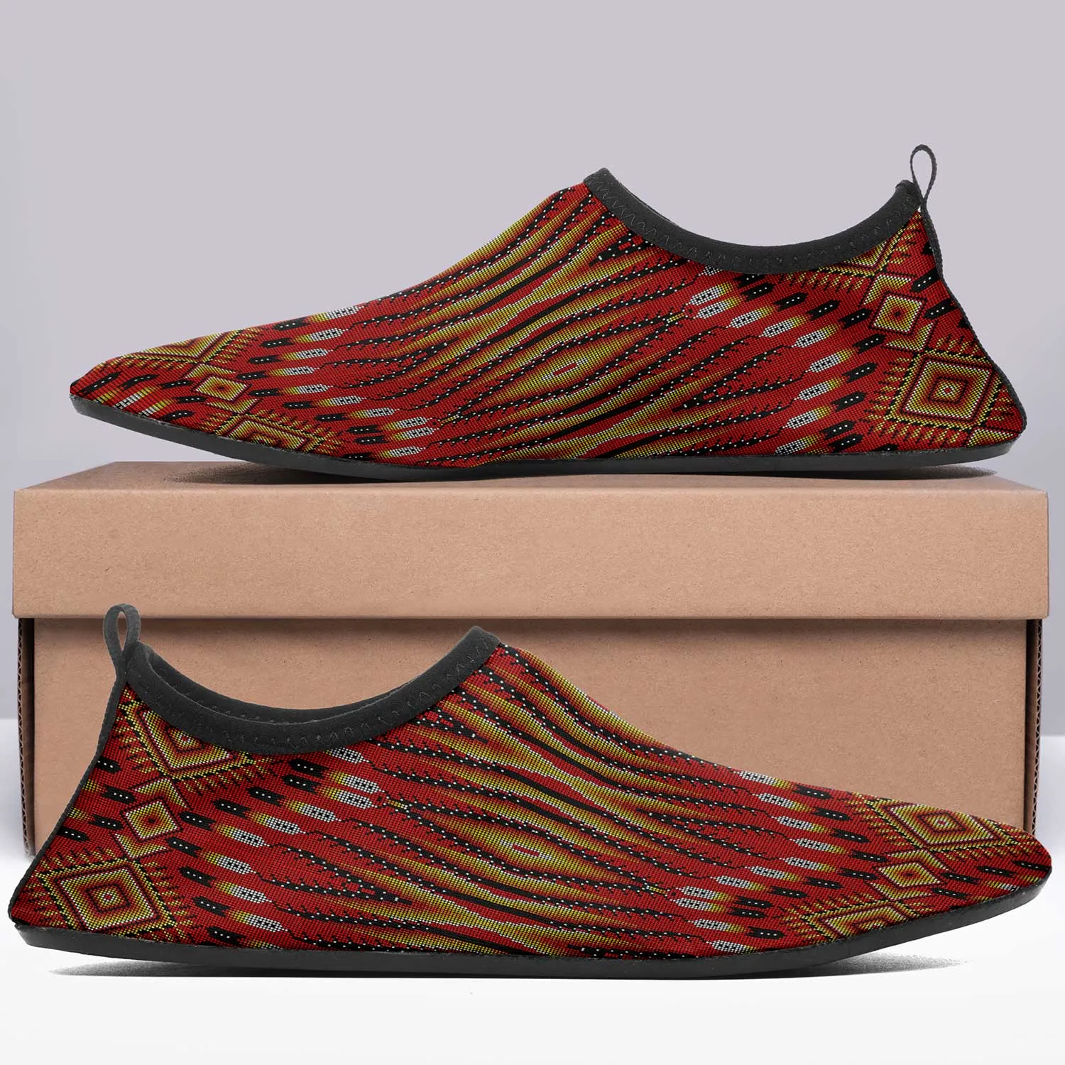 Fire Feather Red Kid's Sockamoccs Slip On Shoes