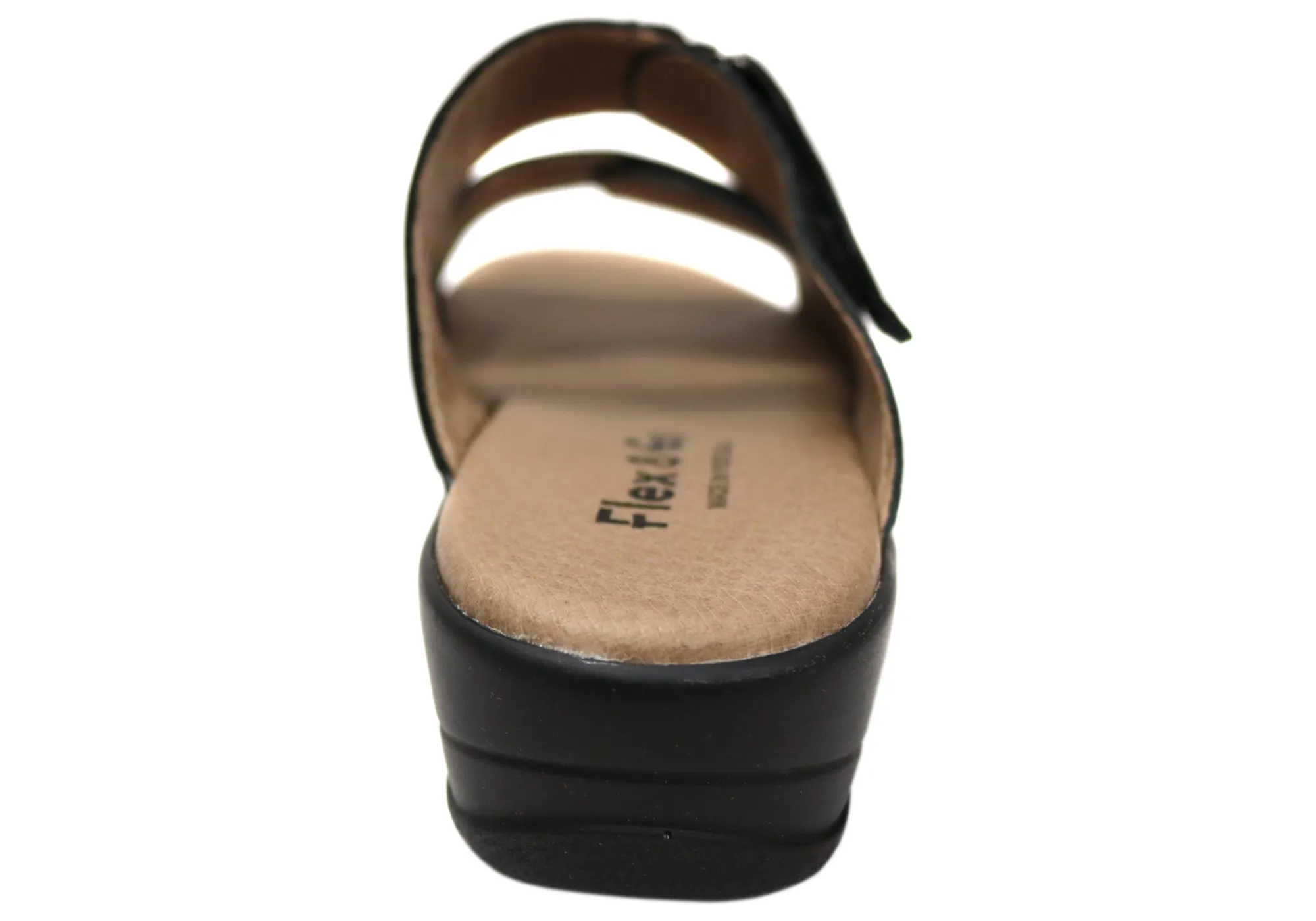 Flex & Go Banksia Womens Leather Slides Sandals Made In Portugal