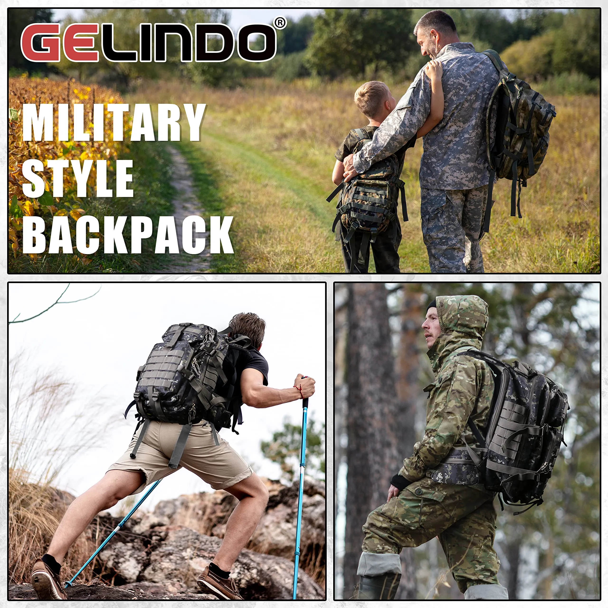 Gelindo Tactical Backpack with Bladder - Insulated Military Pack with Molle System