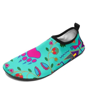 Geometric Floral Fall Sky Sockamoccs Kid's Sockamoccs Slip On Shoes