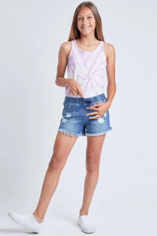 Girls Denim Fray Hem Shorts