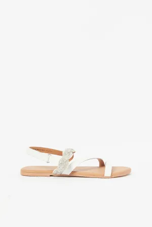 Girls Silver Festive Leather Sandal