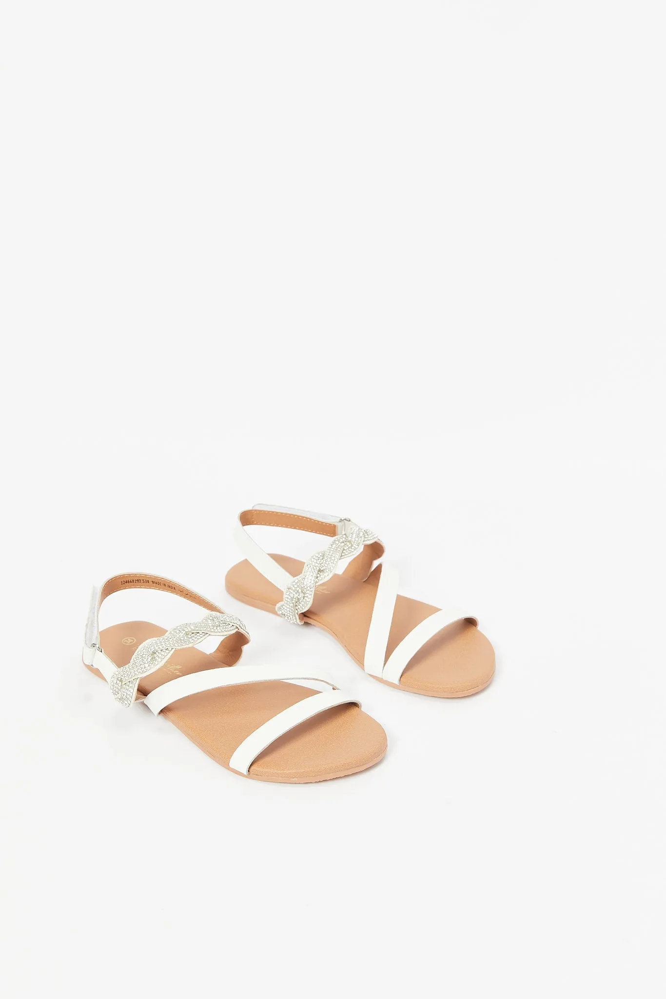 Girls Silver Festive Leather Sandal