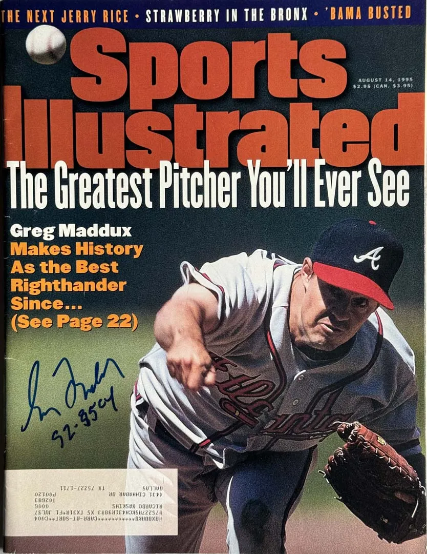 Greg Maddux Signed 92-95 CY Inscribed Sports Illustrated 8/14/1995 Issue (JSA)