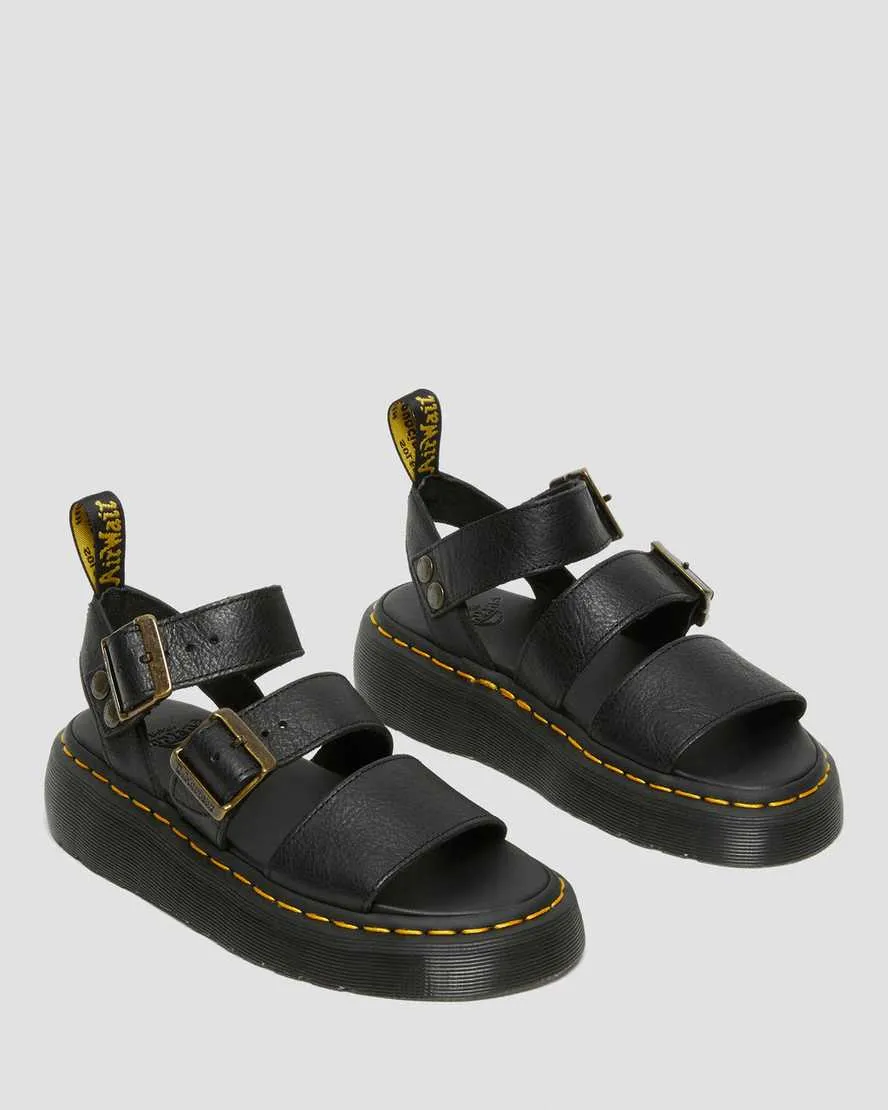 GRYPHON QUAD LEATHER PLATFORM SANDALS / Dr. MARTENS