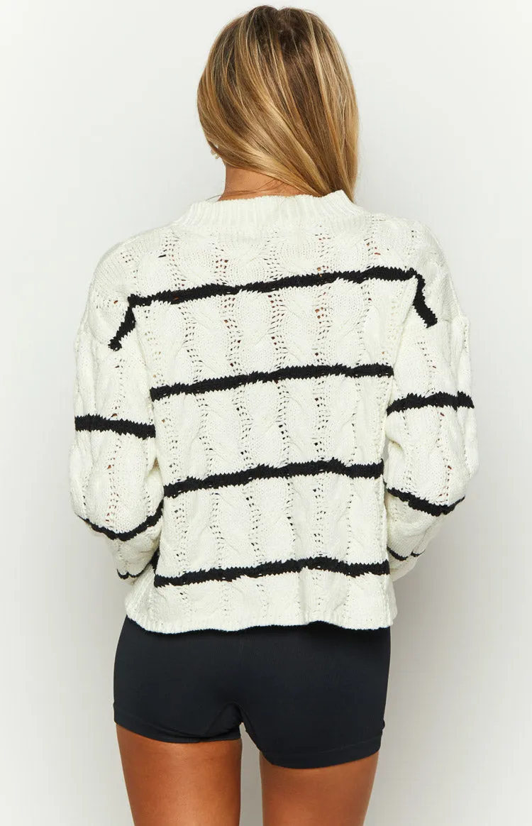 Harmony White Striped Jumper