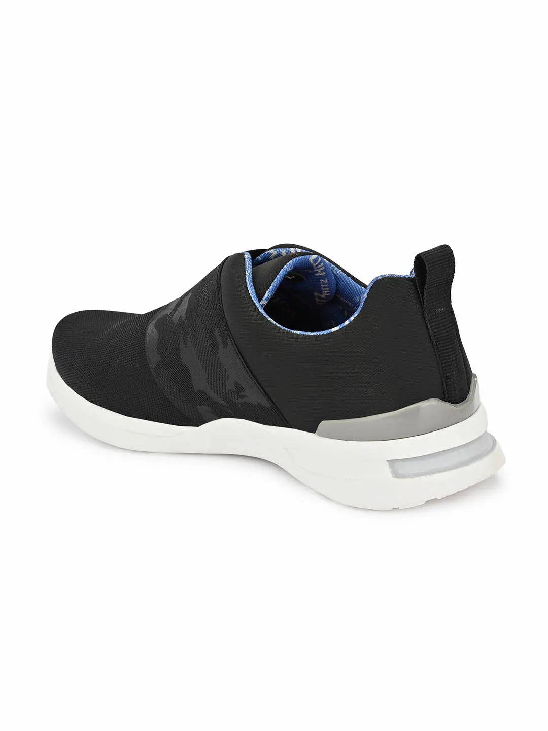 Hitz Men's Black Slip On Running Shoes