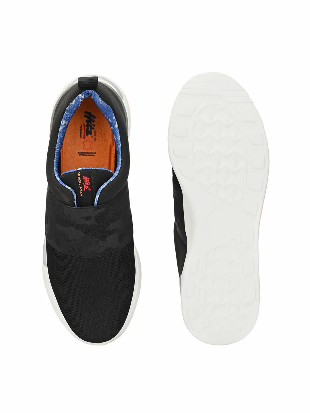 Hitz Men's Black Slip On Running Shoes