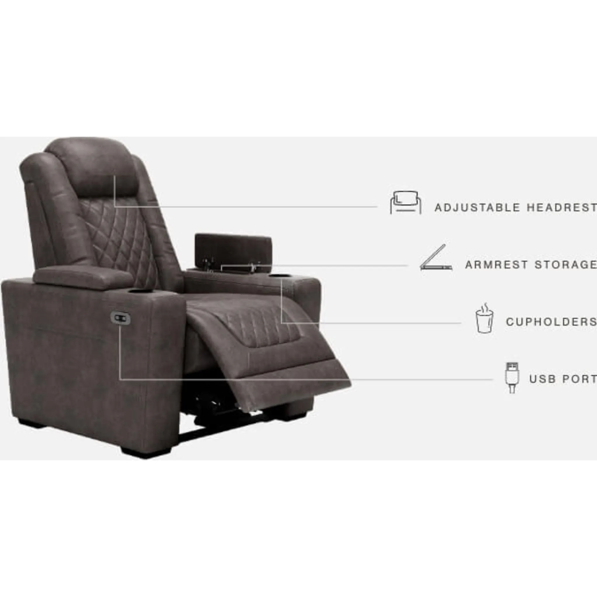 HyllMont Power Recliner with Adjustable Headrest