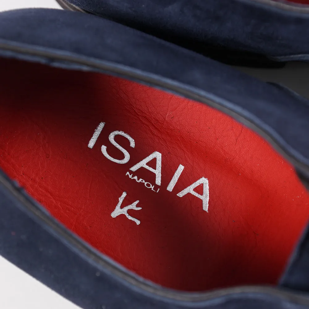 Isaia Navy Blue Suede Oxfords