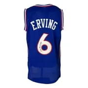 Julius Dr J Erving Signed Custom Blue Pro-Style Basketball Jersey JSA