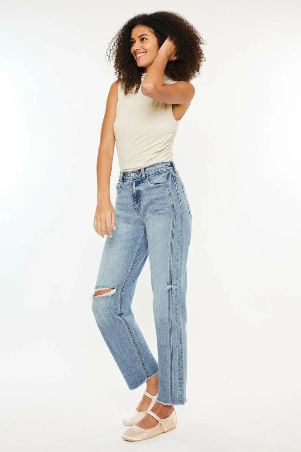 Kancan Ultra High Rise Distressed Straight Jeans