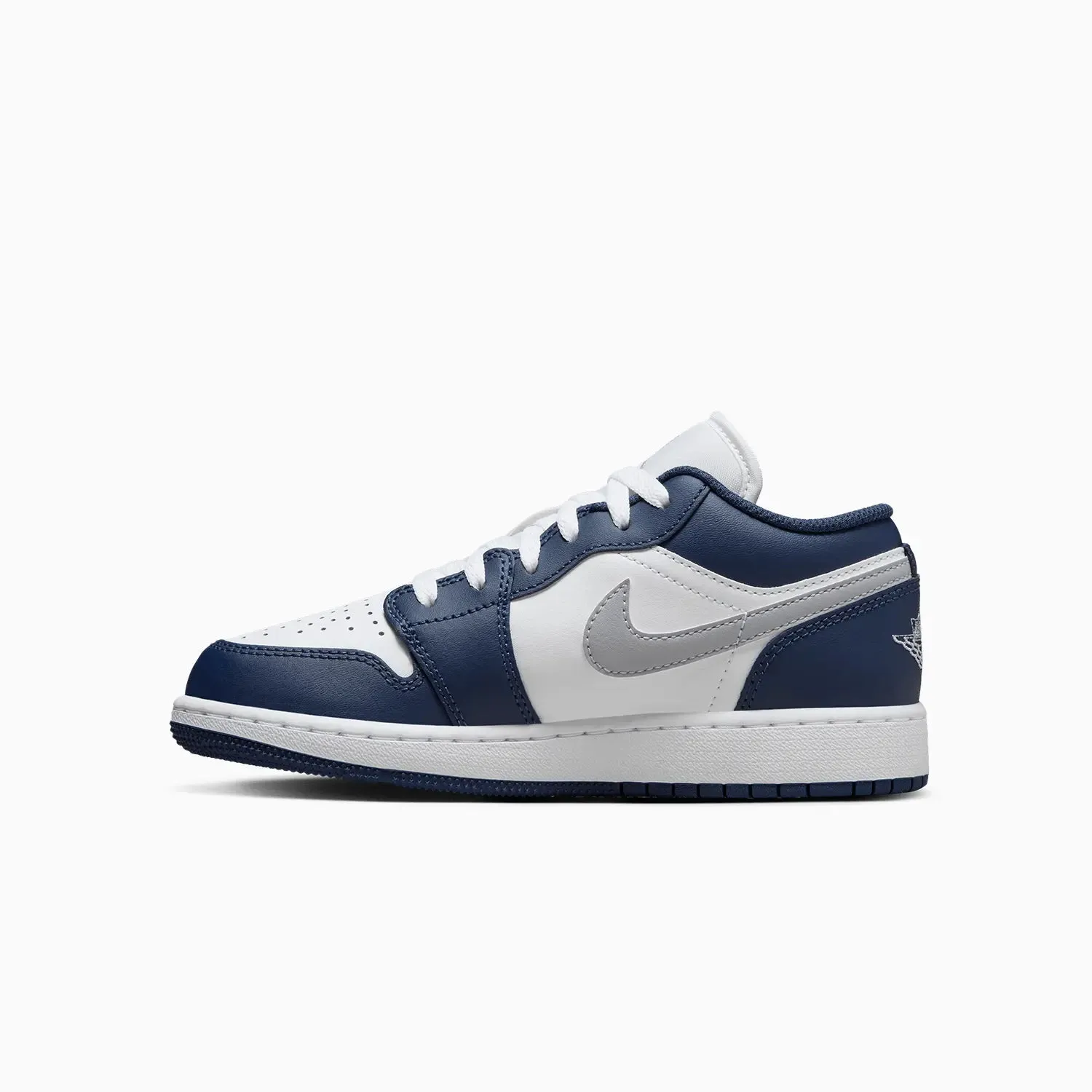 Kid's Air Jordan 1 Low "Midnight Navy Wolf Grey"  Grade School