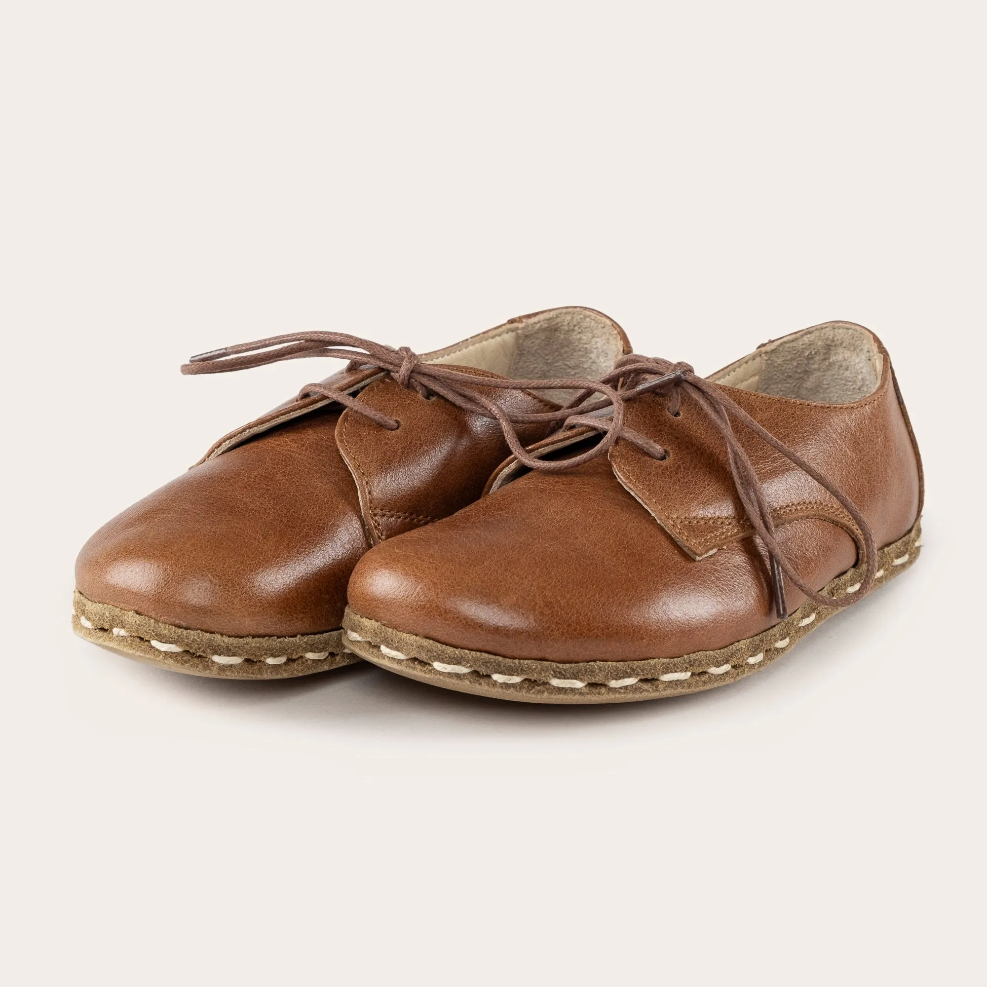 Kid's Brown Barefoot Oxfords