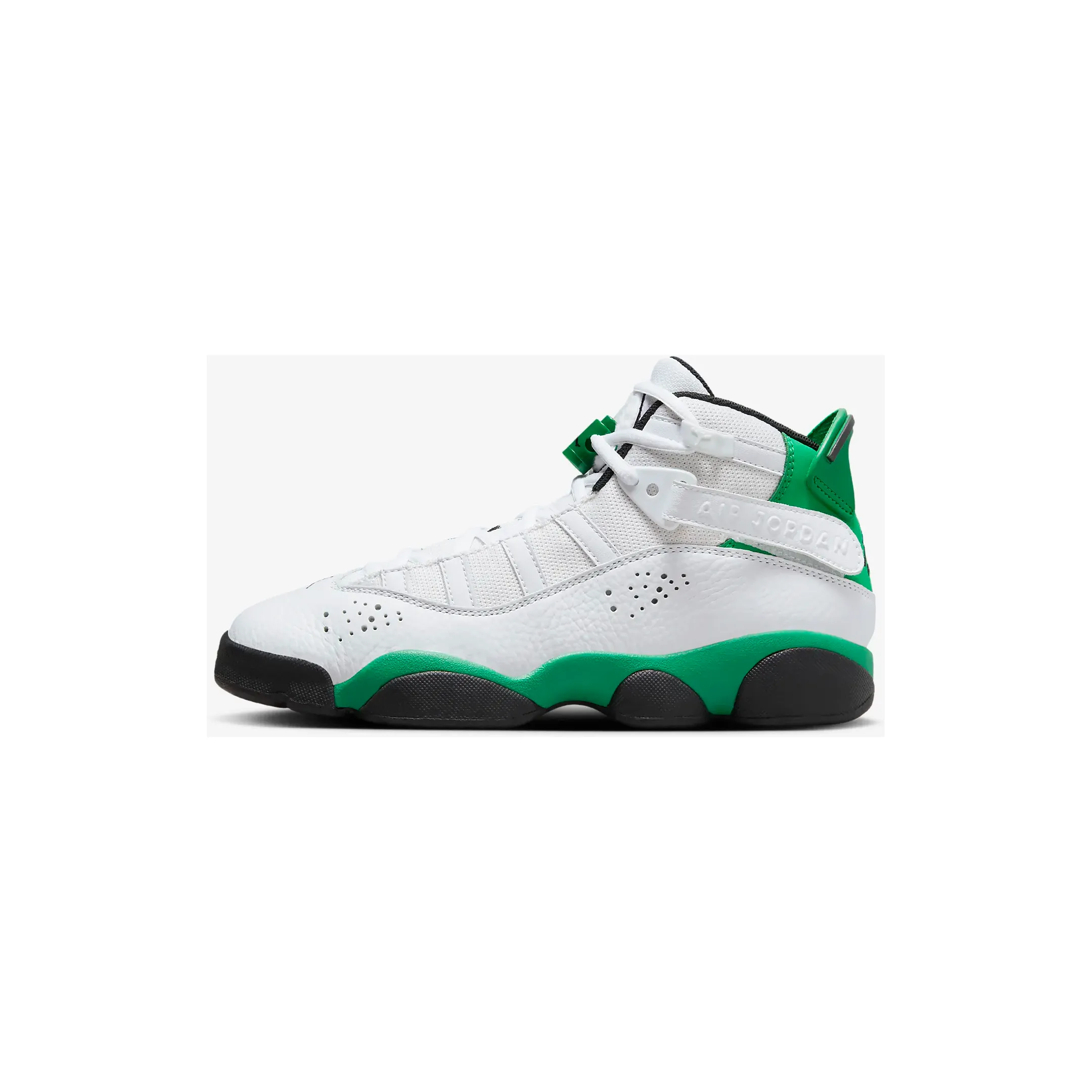 Kid's Jordan 6 Rings Shoes - White / Black / Lucky Green