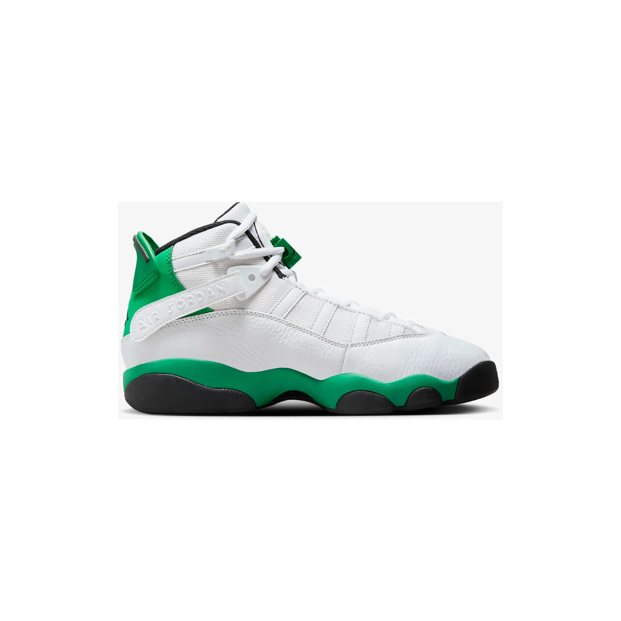 Kid's Jordan 6 Rings Shoes - White / Black / Lucky Green