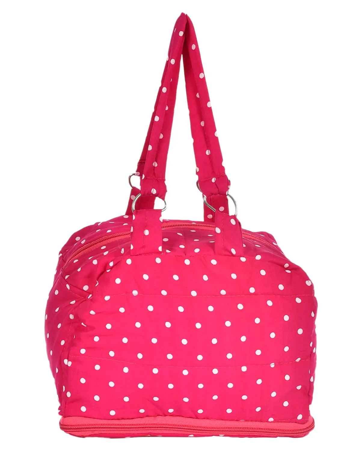 Kuber Industries Dot Printed Multiuses Hand Bag: Tote Bag: Travel Toiletry Bag for Women/Girls (Pink)-50KM01143