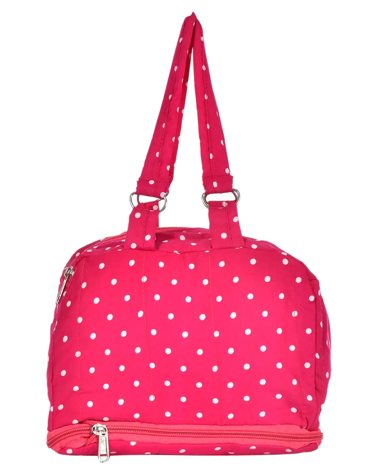 Kuber Industries Dot Printed Multiuses Hand Bag: Tote Bag: Travel Toiletry Bag for Women/Girls (Pink)-50KM01143