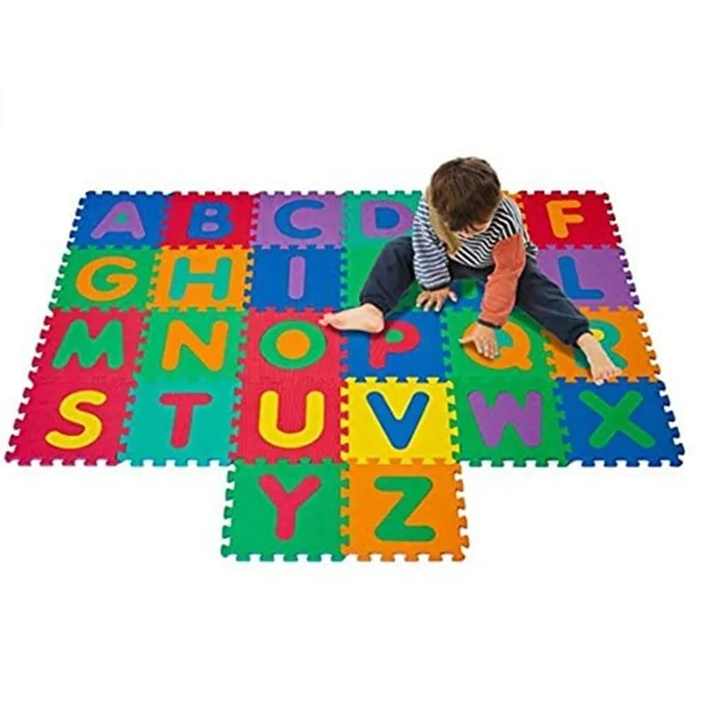 Learning Play Mat Game Children Interlocking Floor Play Mat EVA Non Toxic A to Z Alphabet 26 Pieces (Tiles 12 x 12 Inches)