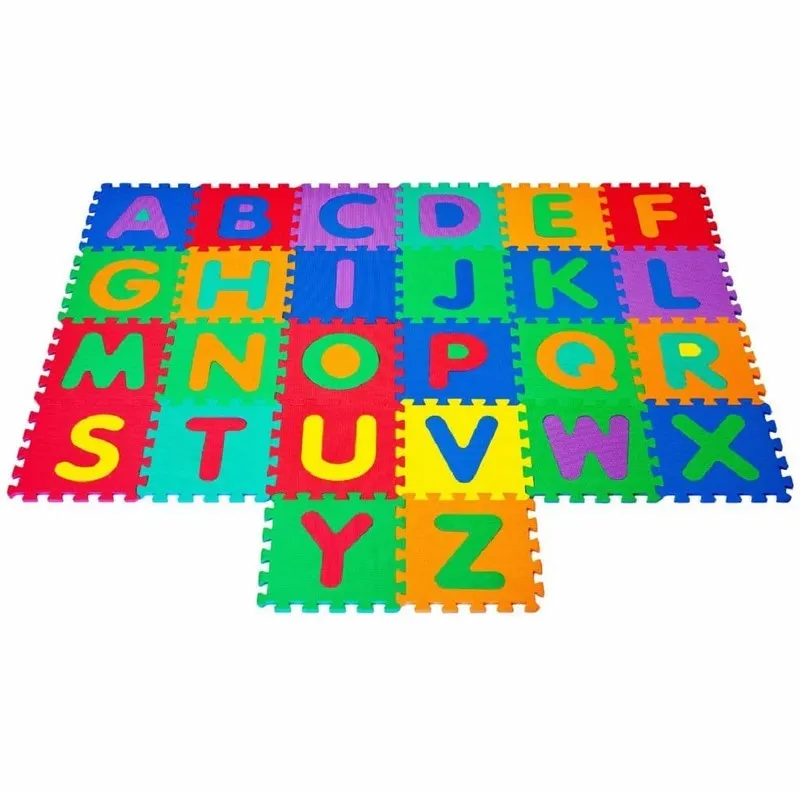 Learning Play Mat Game Children Interlocking Floor Play Mat EVA Non Toxic A to Z Alphabet 26 Pieces (Tiles 12 x 12 Inches)