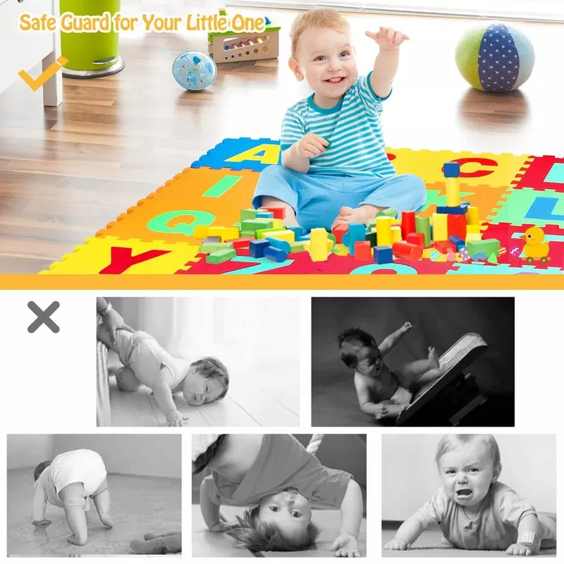 Learning Play Mat Game Children Interlocking Floor Play Mat EVA Non Toxic A to Z Alphabet 26 Pieces (Tiles 12 x 12 Inches)